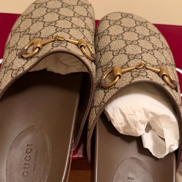 Gucci Beige Brown GG Supreme Horsebit Mule - Picture 2 of 9